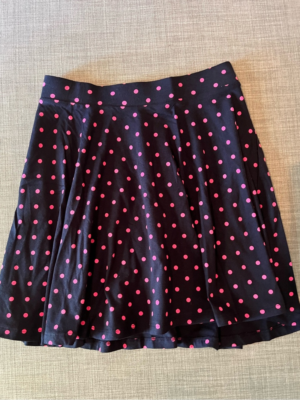 SO Navy Blue Skater Skirt with Pink Polka Dots